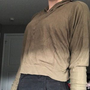 Green cropped long sleeve with hood